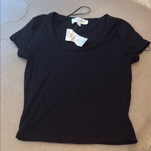 Pink Rose Classic Black Short Sleeve Tee crop top